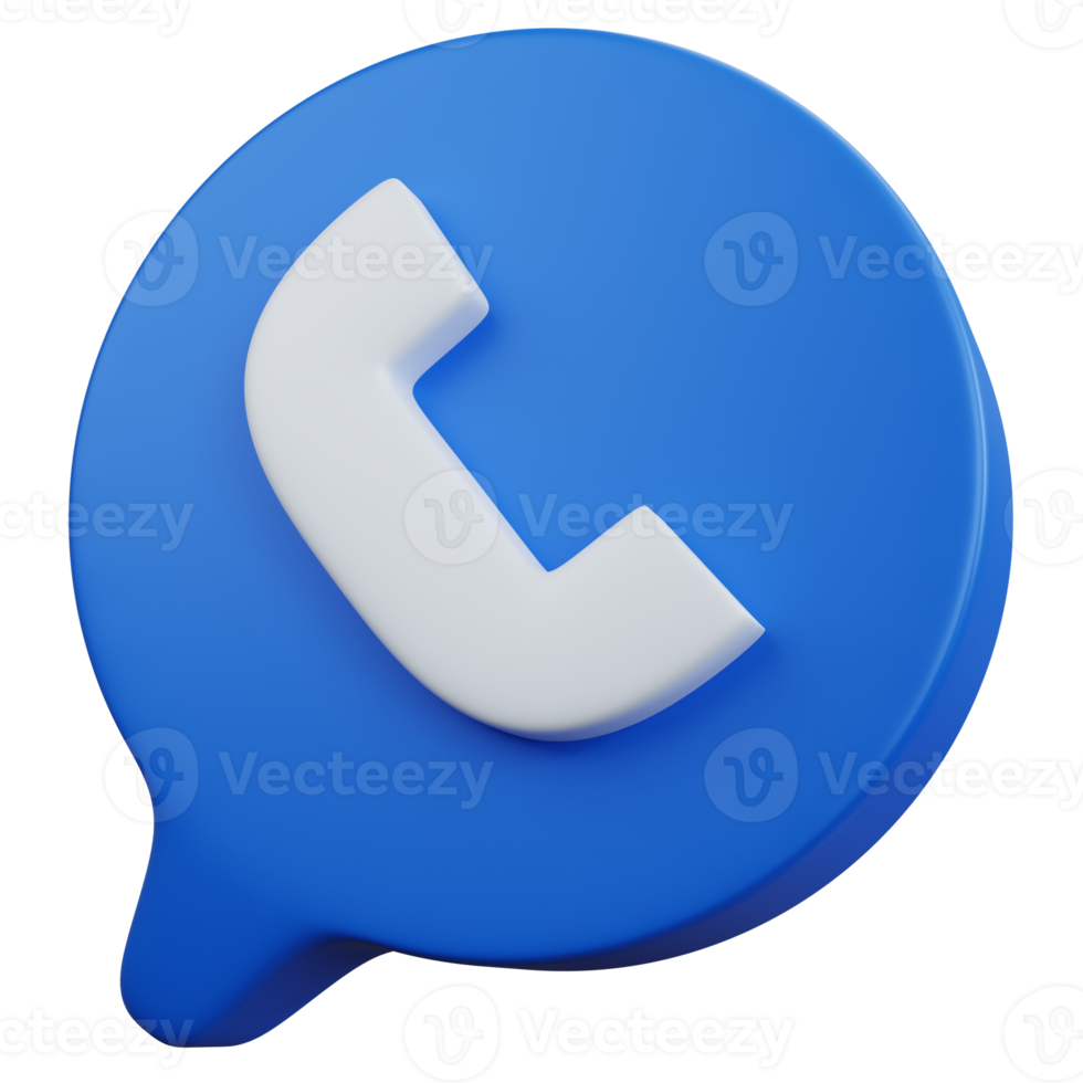 3D rendering azul llamada chat aislado png