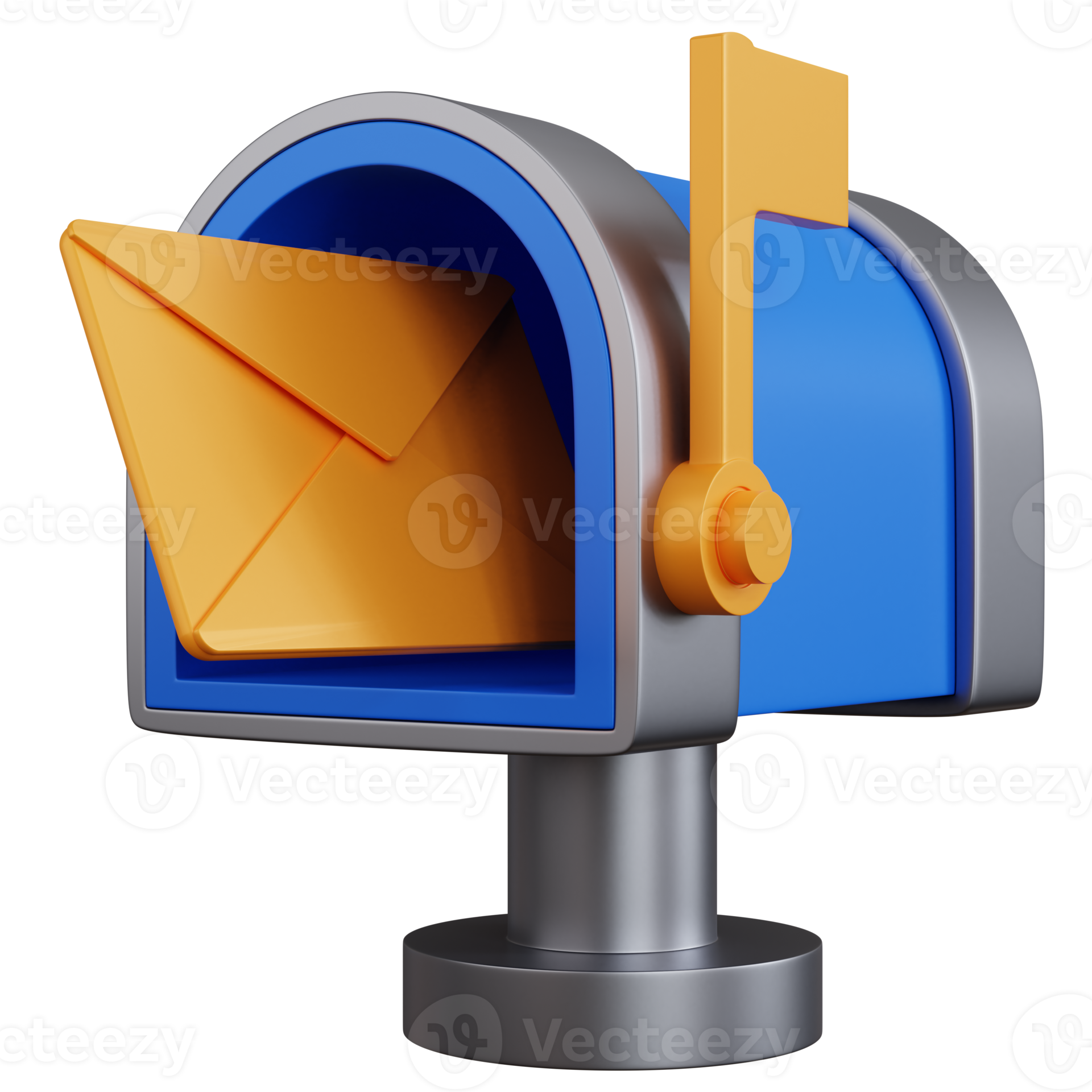 3d rendering blue Mailbox with mail isolated 10834898 PNG