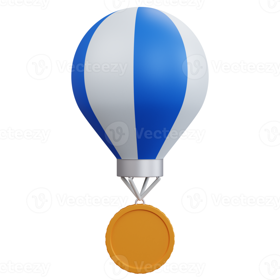 3d rendering air balloon with empty coin isolated png