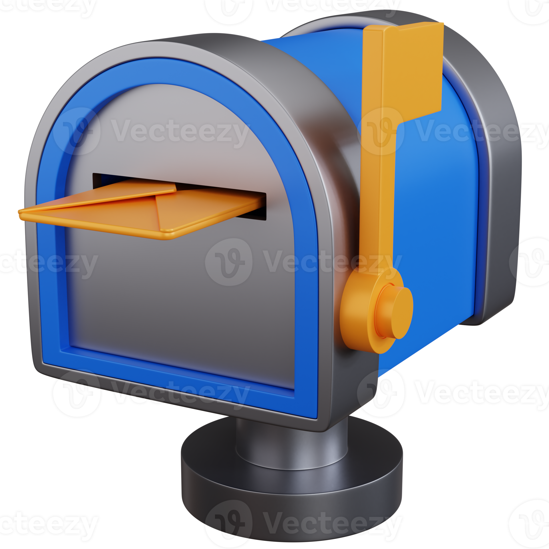 3d rendering blue Mailbox with tucked mails isolated 10834902 PNG