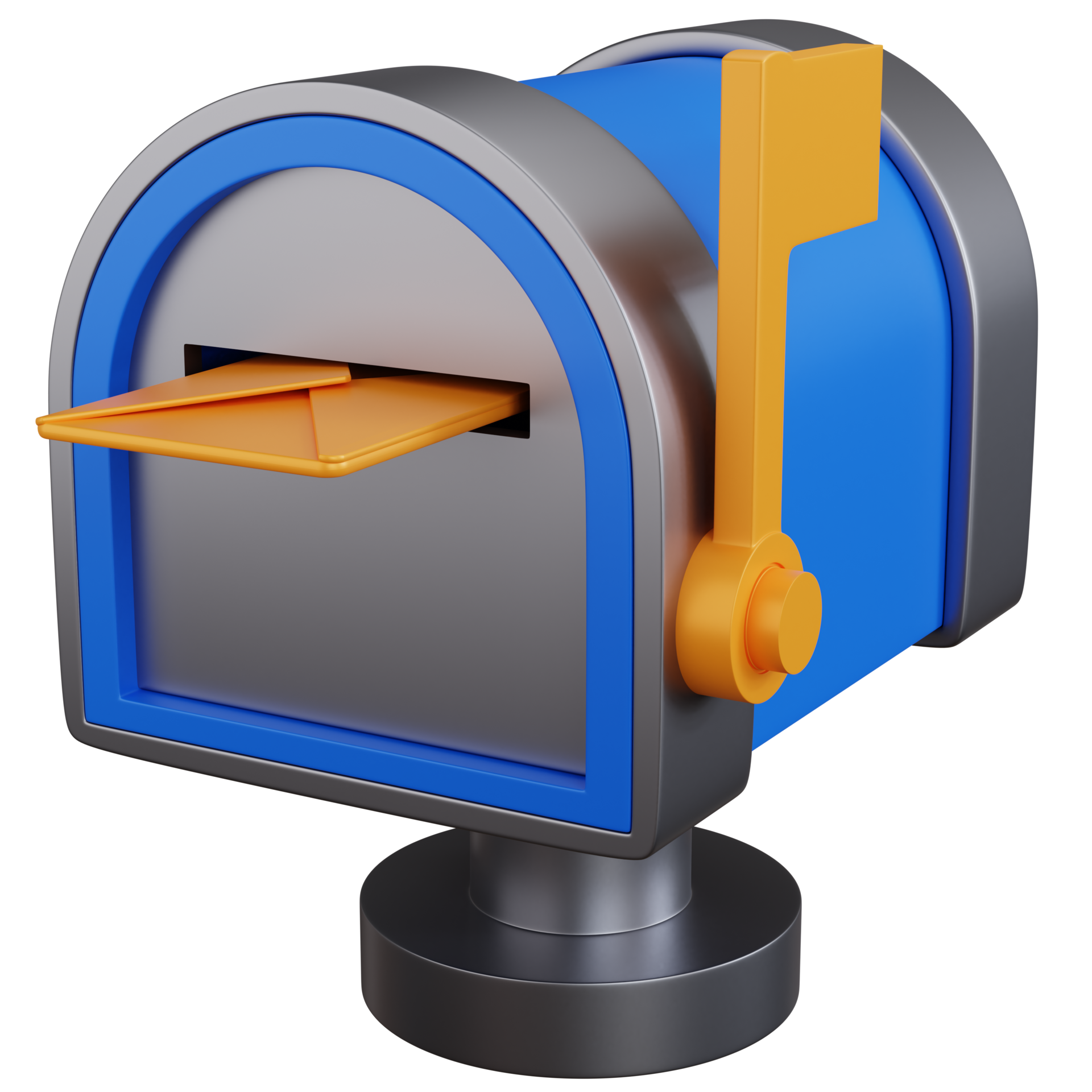 3d rendering blue Mailbox with tucked mails isolated 10834902 PNG