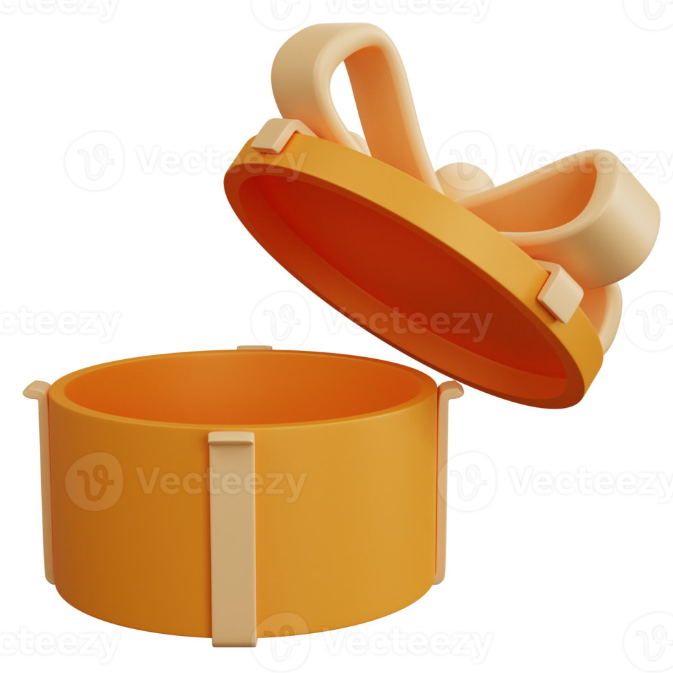 3d rendering open round gift box isolated png
