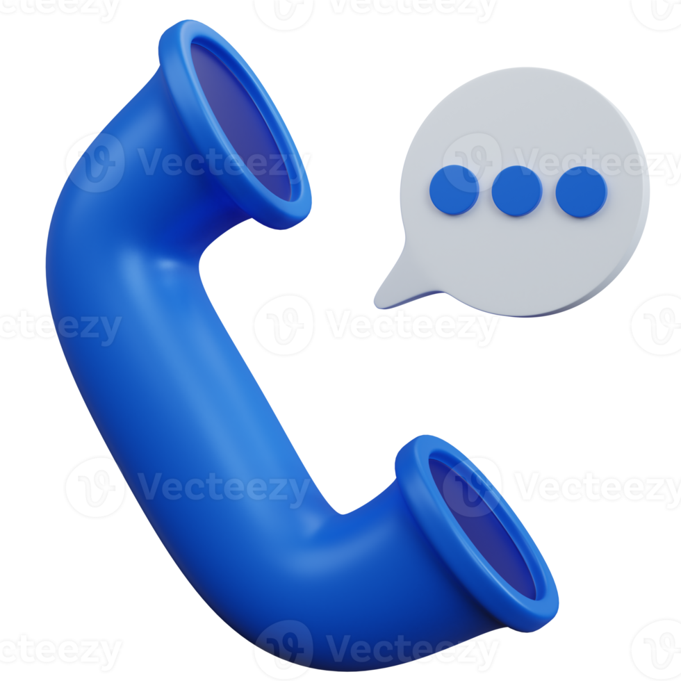 3d rendering phone call with chat icon isolated png