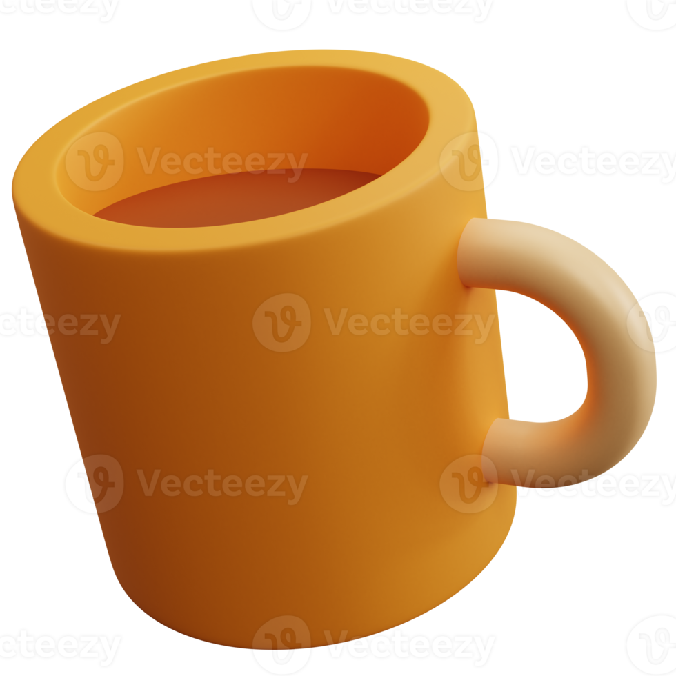 caneca amarela de renderização 3D isolada png