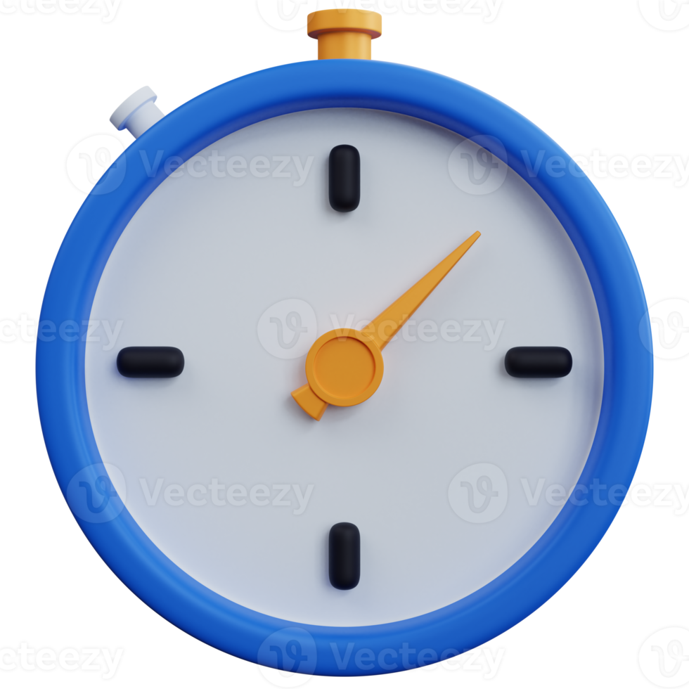 3d rendering blue stopwatch isolated png