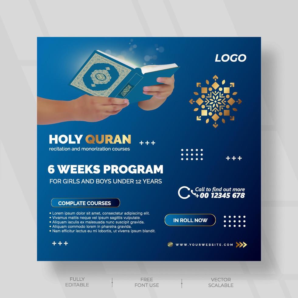 social media post  for holy Quran education vector