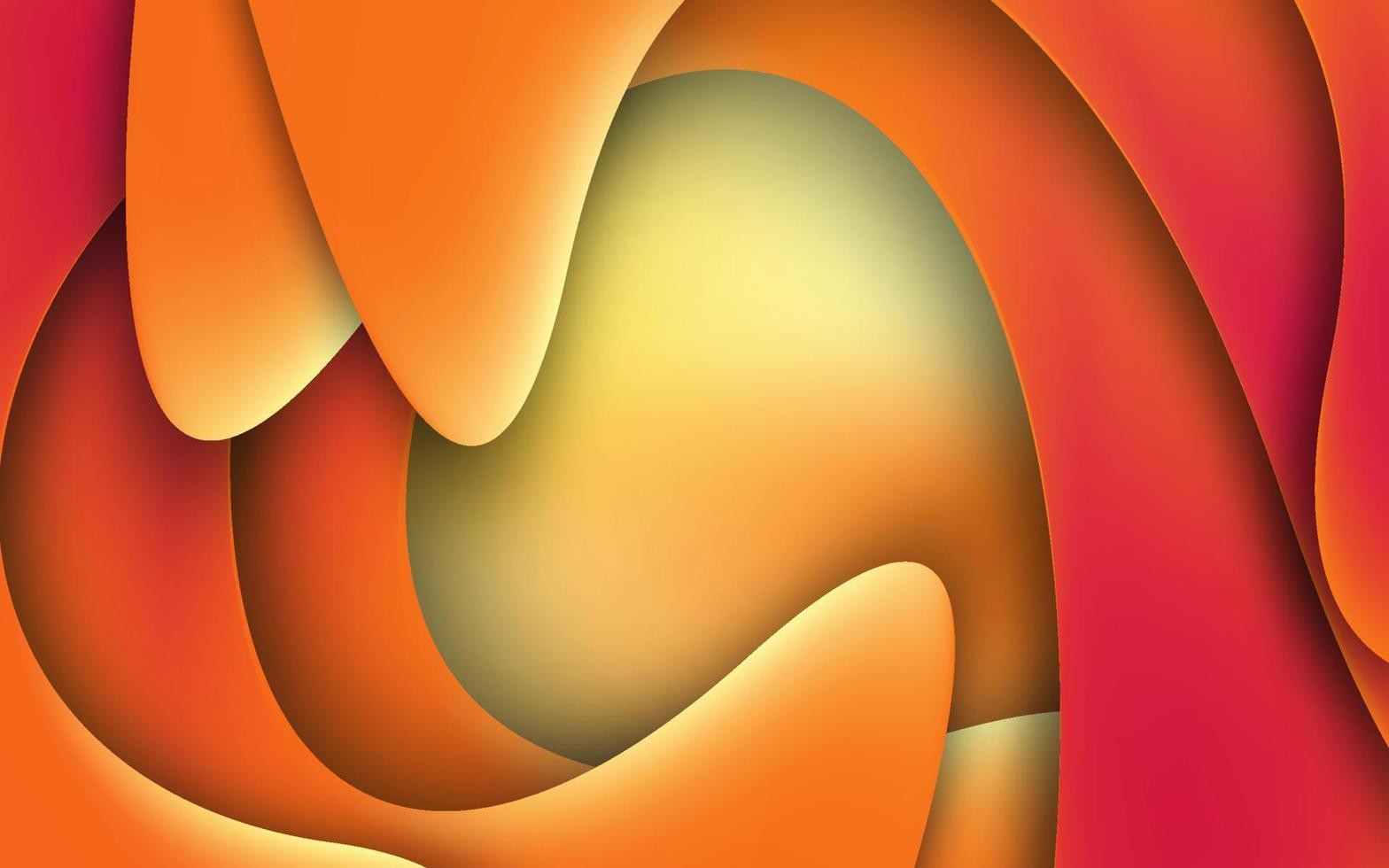 Abstract wave shape orange color papercut background vector