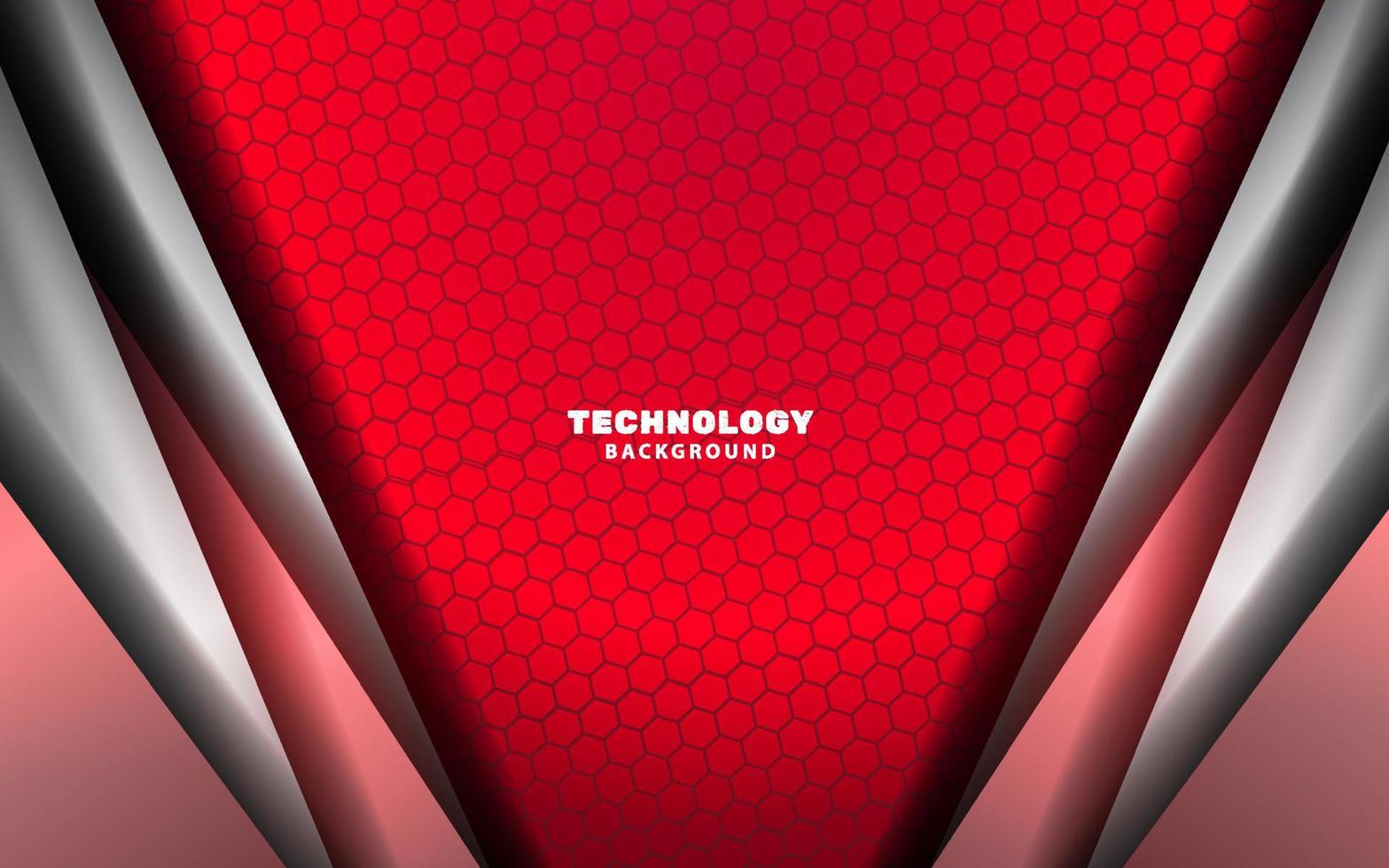 Abstract technology silver metal and red background vector