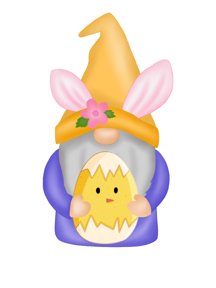 påsk kanin gnome med påsk ägg png