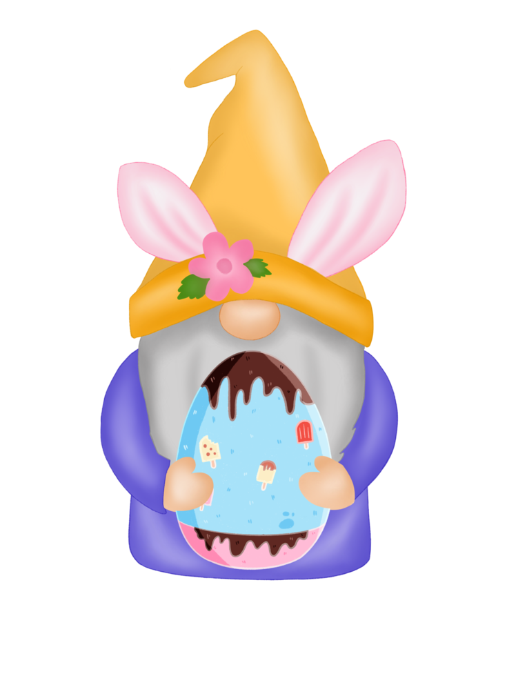 gnome de lapin de pâques avec oeuf de pâques png