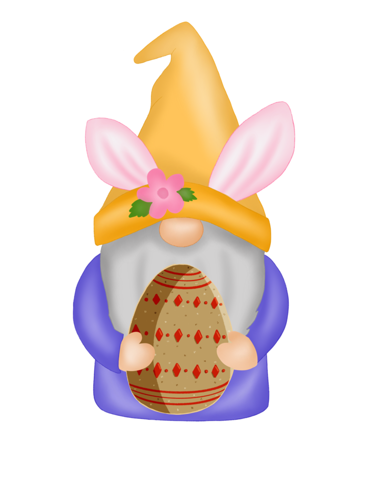 påsk kanin gnome med påsk ägg png