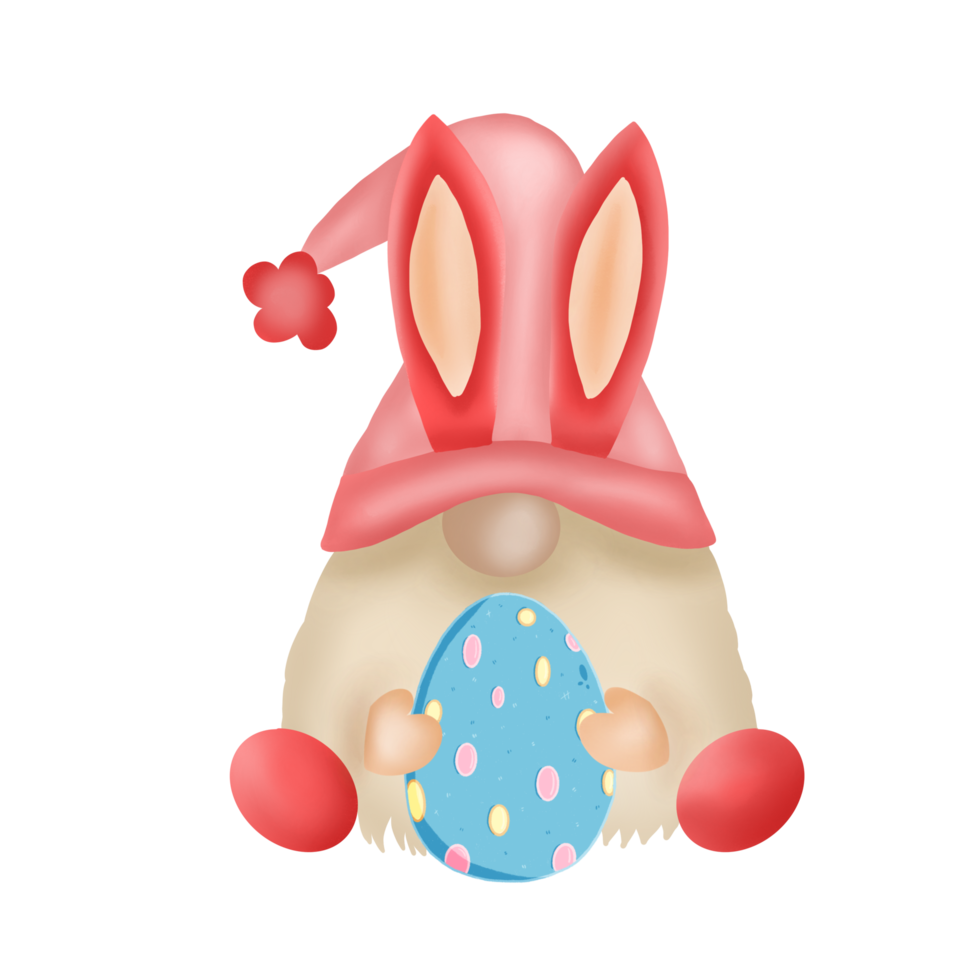 gnome de lapin de pâques avec oeuf de pâques png