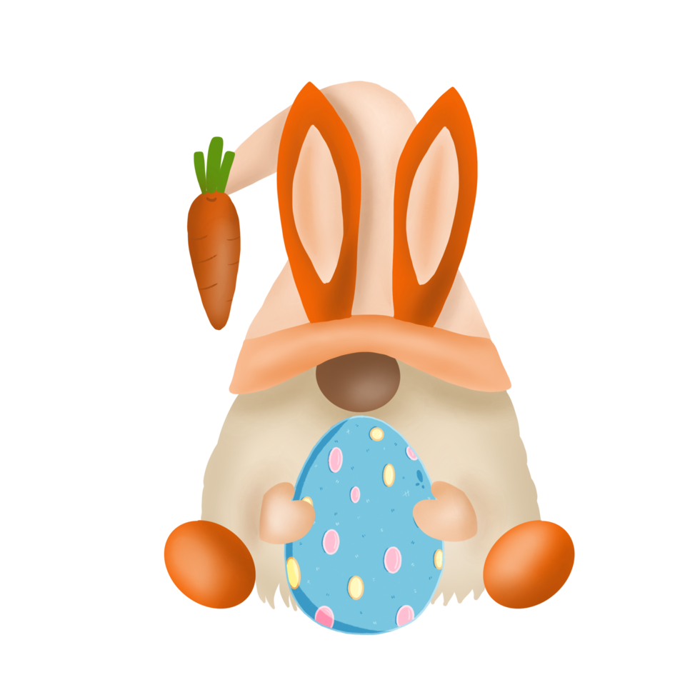 gnomo conejito de pascua con huevo de pascua png