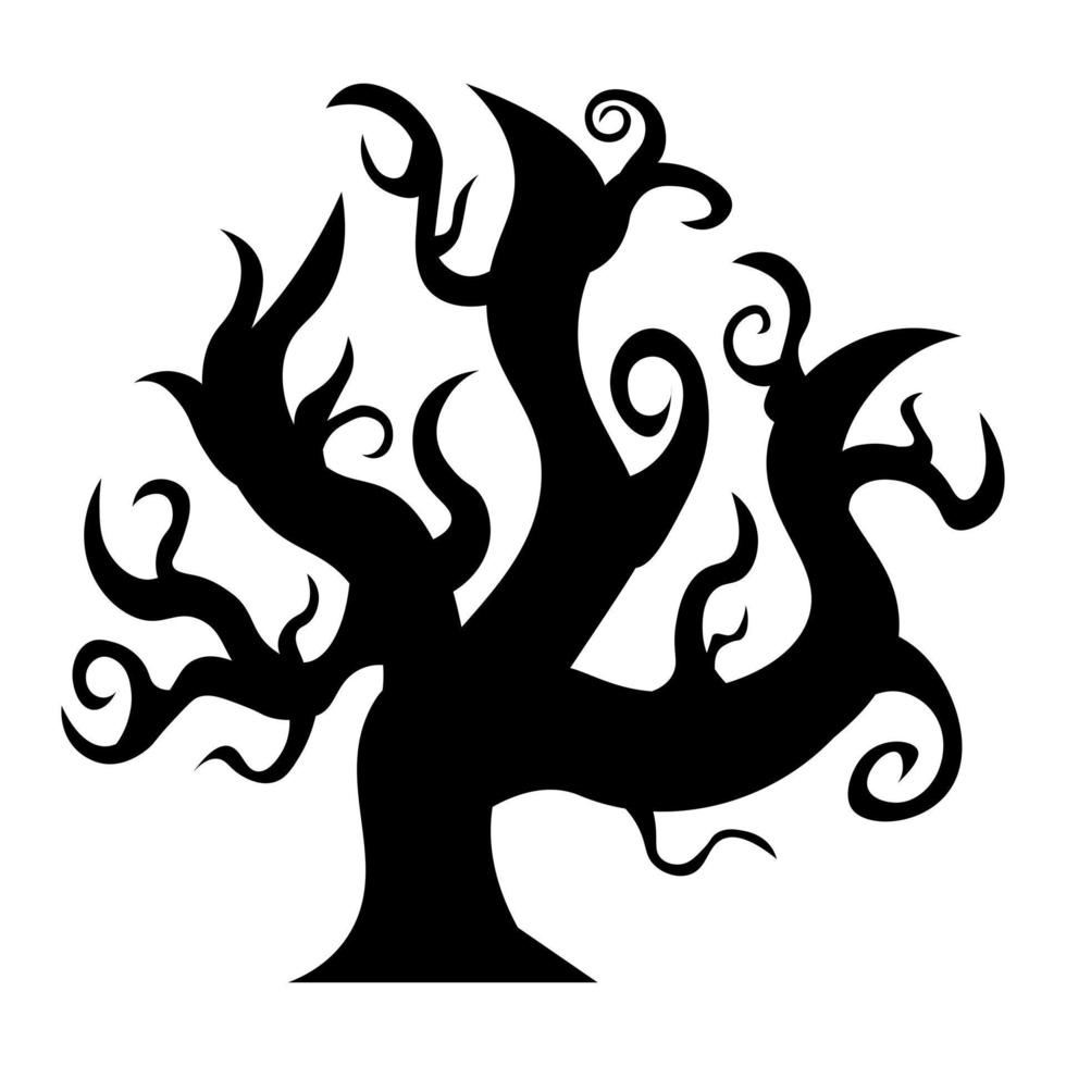 Dry tree silhouette on a white background. Vector illustration.