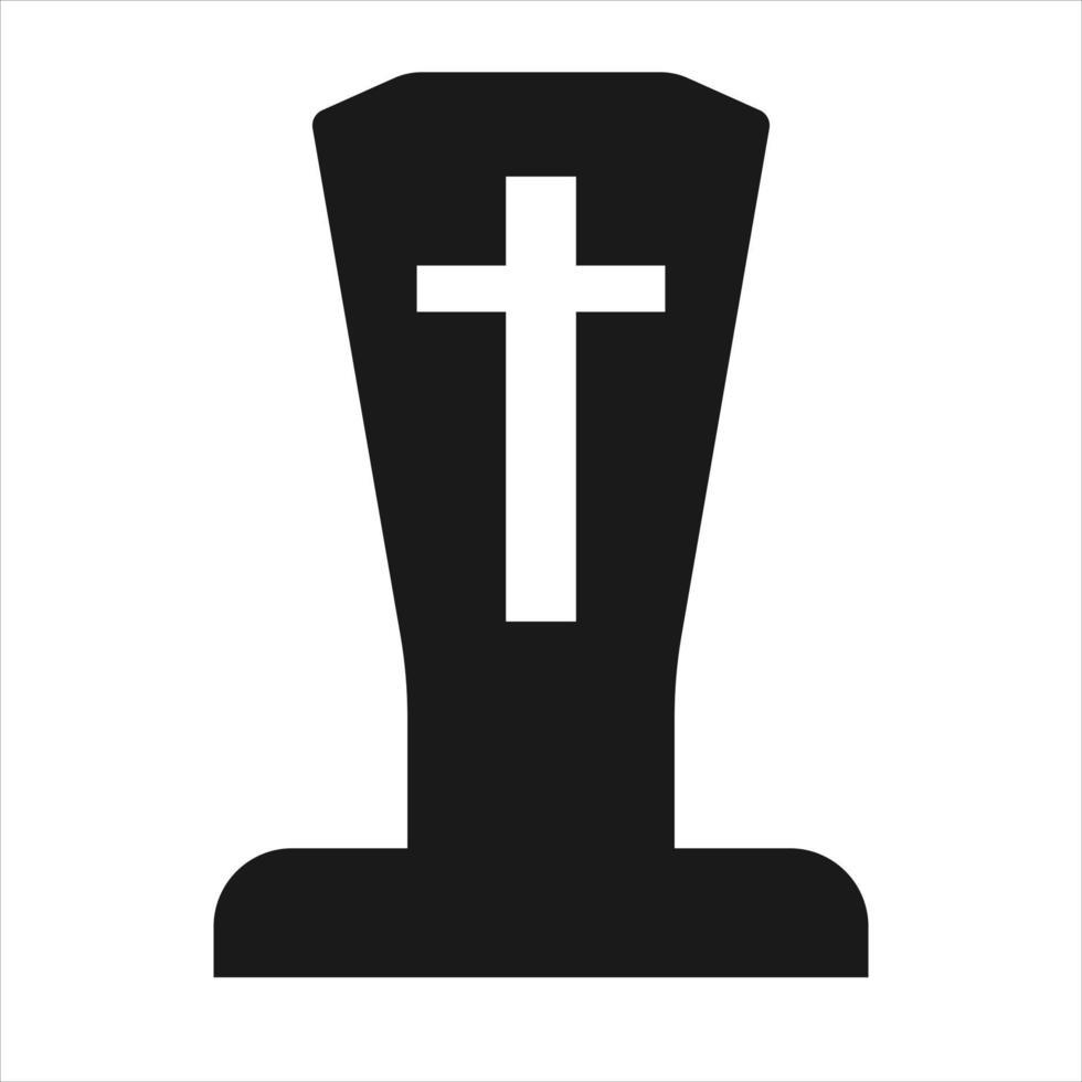 Silhouette of a tombstone with a cross. Vector illustration.