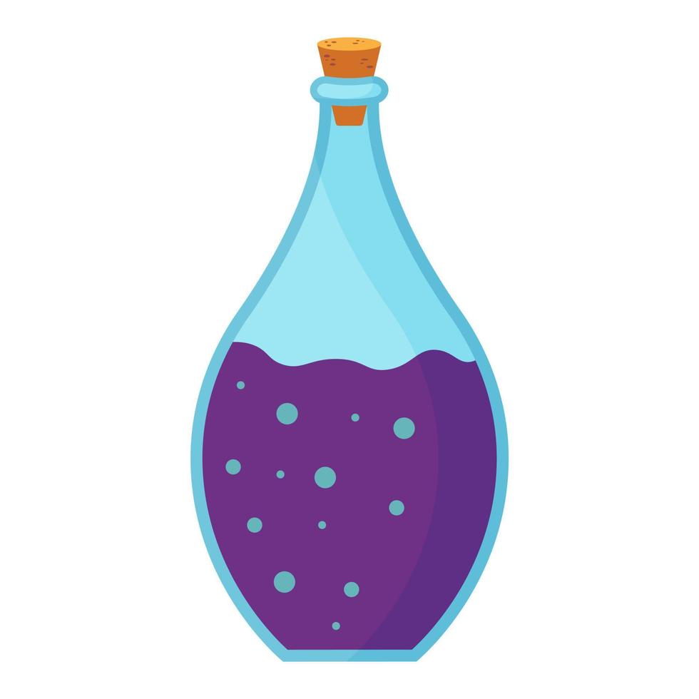 Bottle with magic potion. Vector illustration.