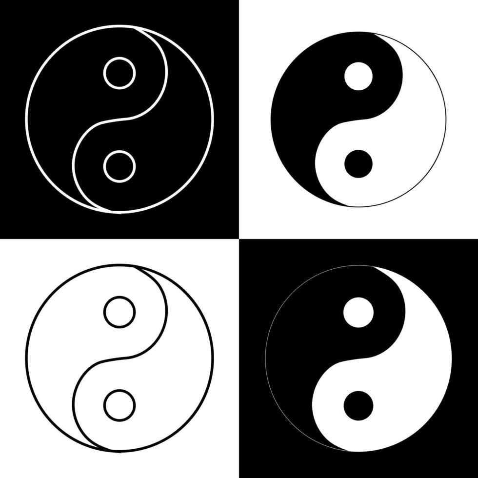 Yin Yang icons set. Vector illustration.