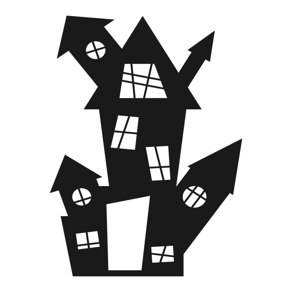 Halloween creepy house silhouette. Vector illustration.