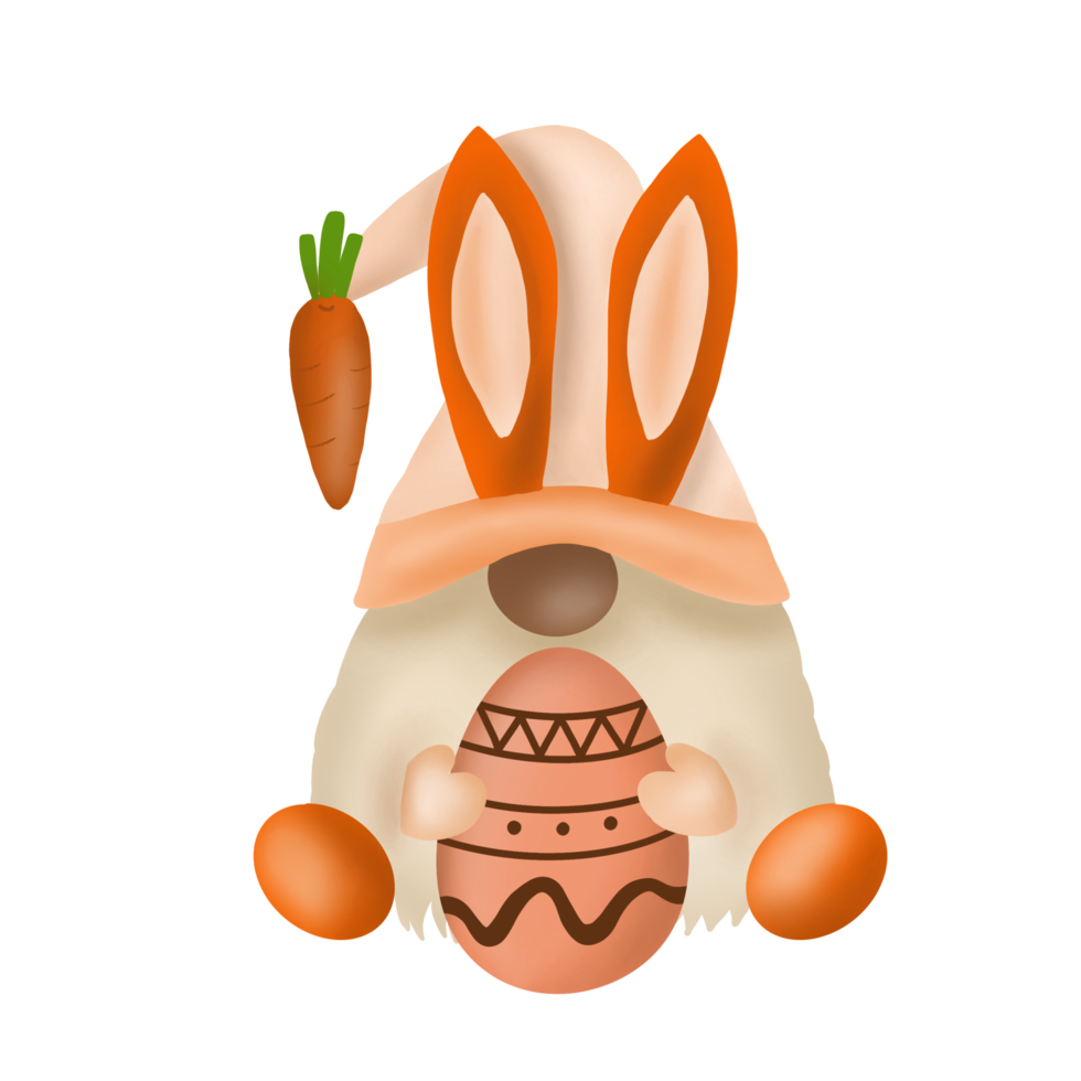 gnomo de coelhinho da páscoa com ovo de páscoa png