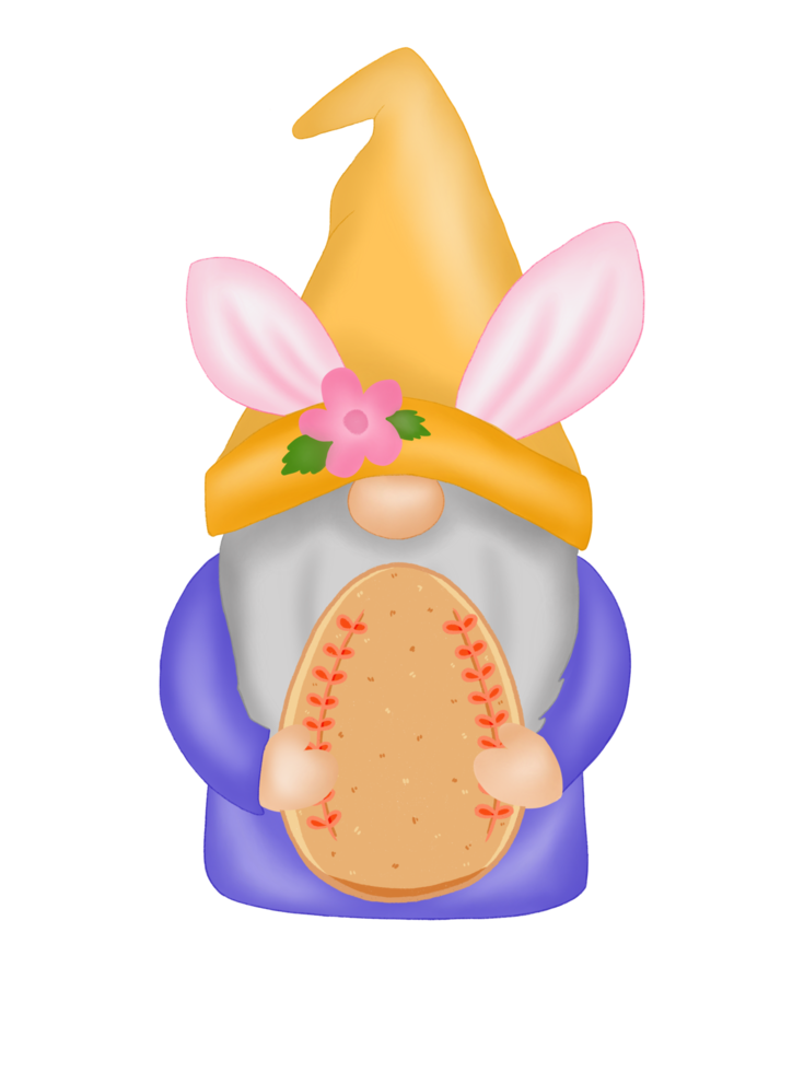 gnomo conejito de pascua con huevo de pascua png