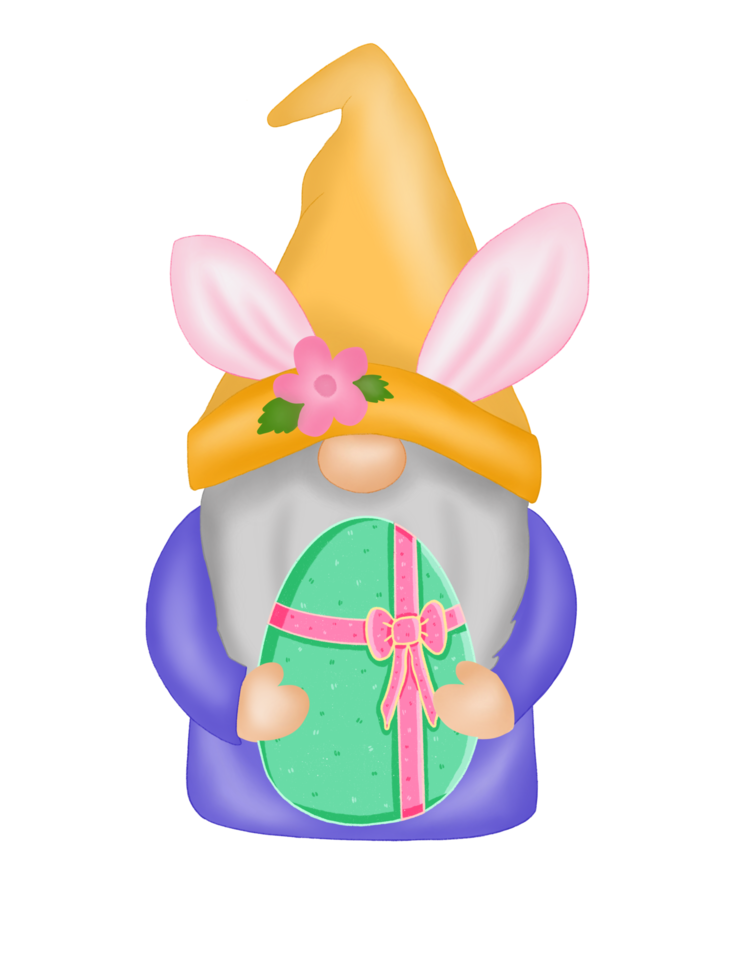 påsk kanin gnome med påsk ägg png