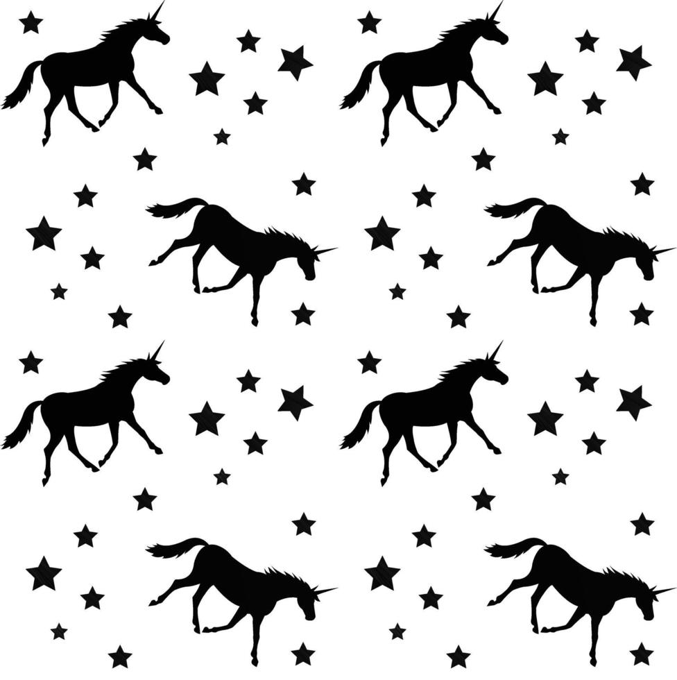Vector seamless pattern of unicorn silhouette