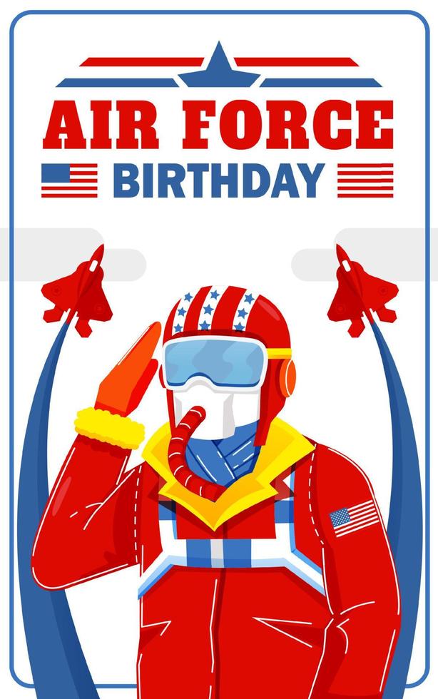 Air Force Birthday, pilot honors the country. Perfect for events vector