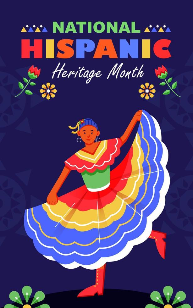 mes nacional de la herencia hispana, danza de mujeres latinas. adecuado para eventos vector