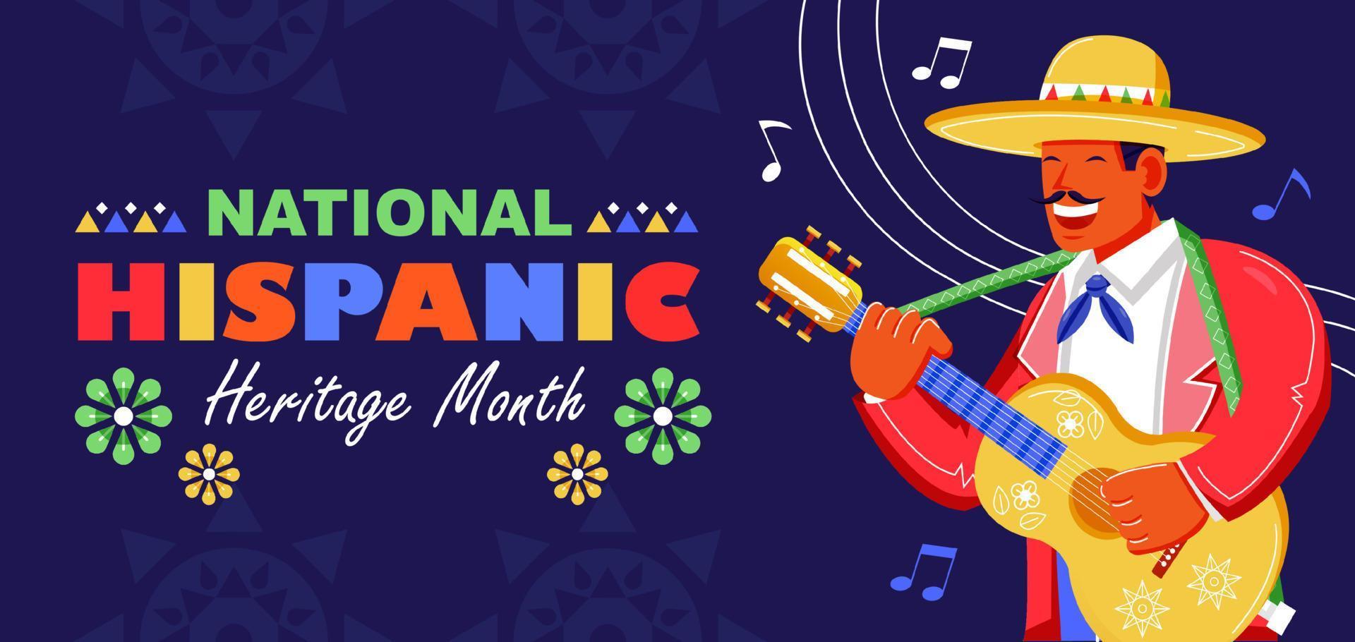 National Hispanic Heritage Month, man playing guitar. Suitable for events vector