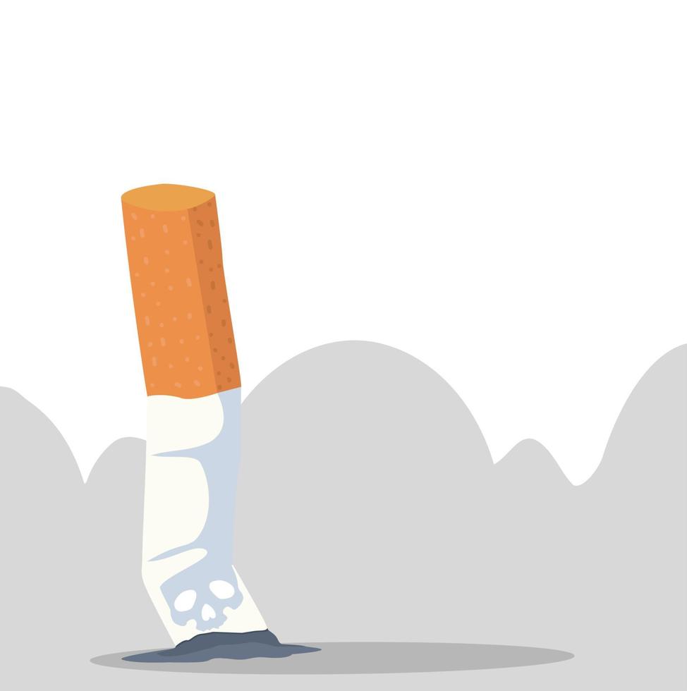 Burning Cigarette butt  flat background vector