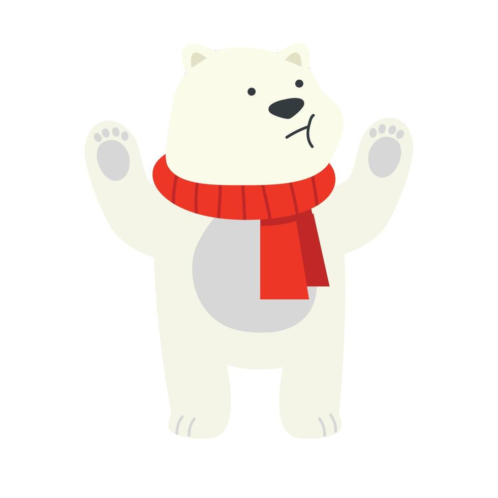 Cute cartoon white polar bear with scarf vector