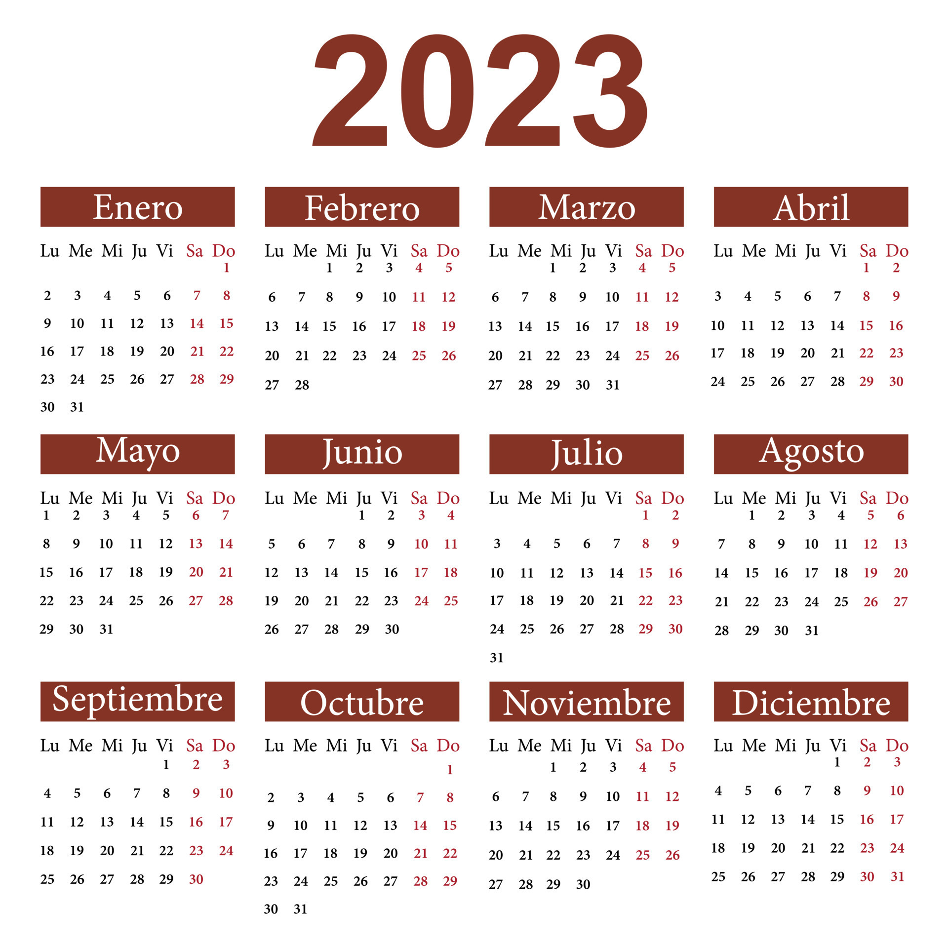 Calendario 2023 Por Mes Arriba 102+ Foto Imagen De Calendario 2023 En Español Alta Definición  Completa, 2k, 4k