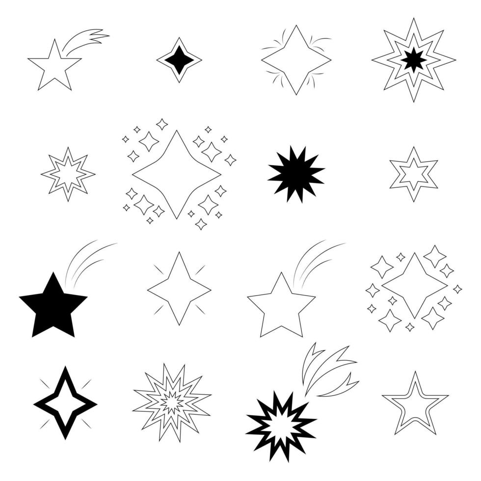 Set of stars icons on white background. Vector illustration.