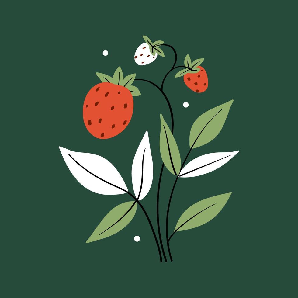 Cute strawberry card design. Vector illustration