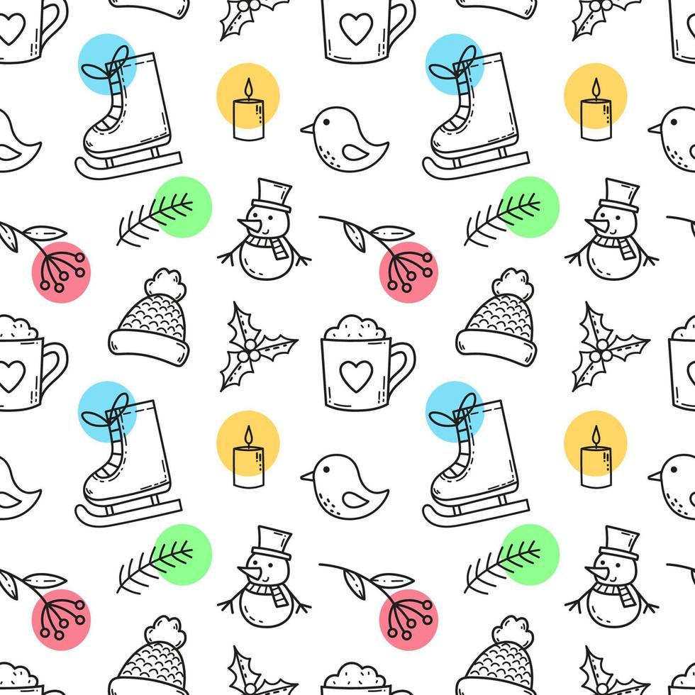 Cute seamless vector pattern with Christmas elements on a white background