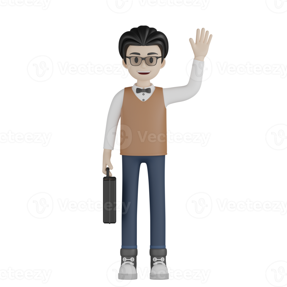 3d Isolated Men with brown vests and glasses png