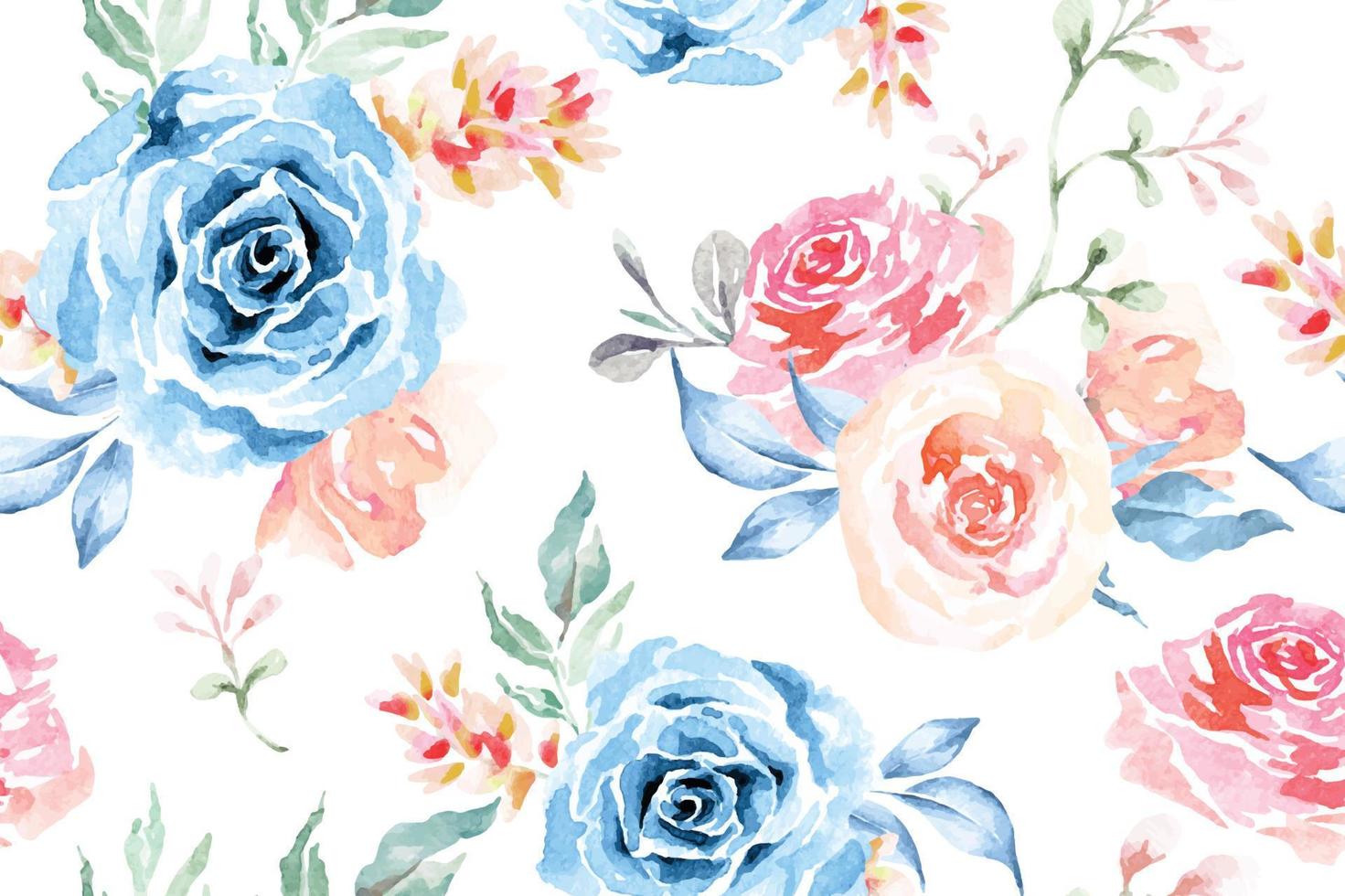 Rose seamless pattern with watercolor.Designed for fabric and wallpaper, vintage style.Hand drawn floral pattern.Blooming flower painting for summer.Botany background. vector