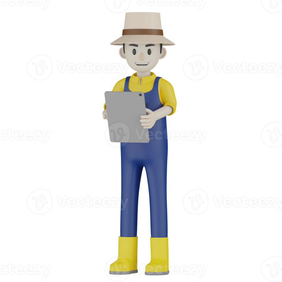 3d Isolated Field Supervisor in blue and yellow clothes png