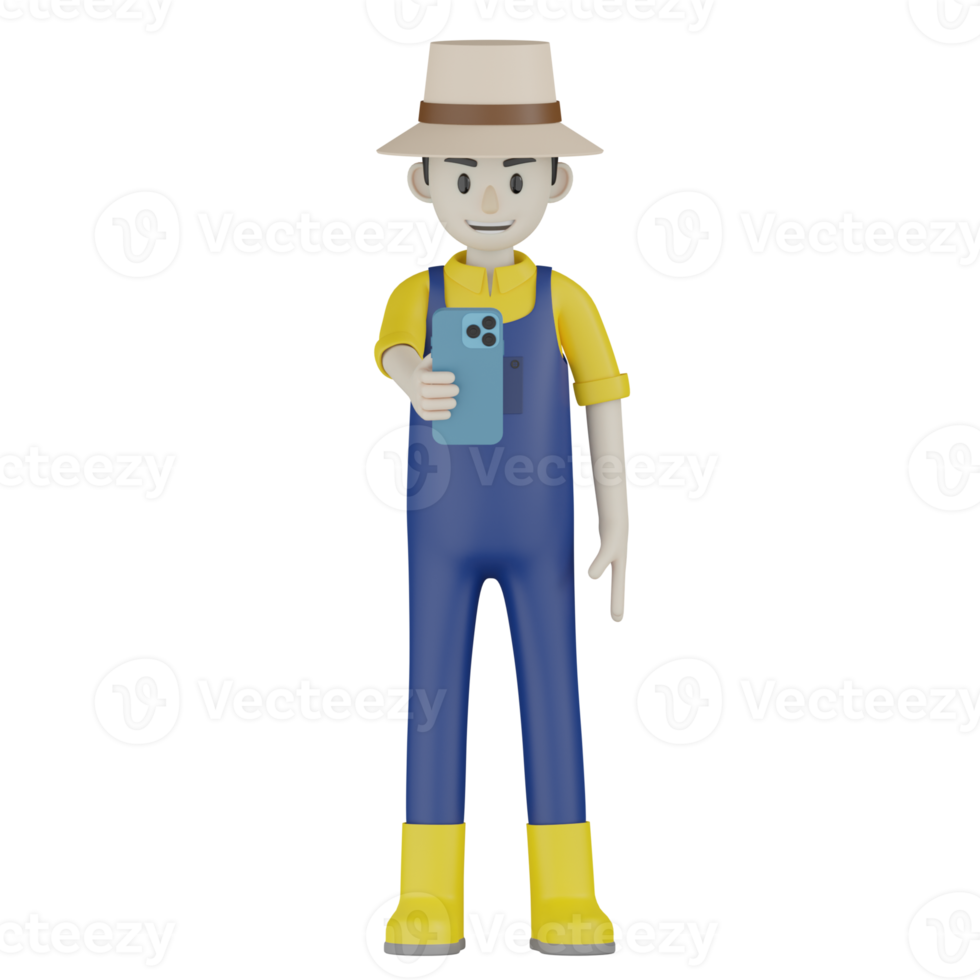 3d Isolated Field Supervisor in blue and yellow clothes png