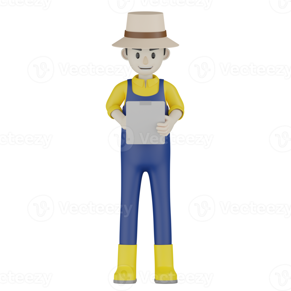 3d Isolated Field Supervisor in blue and yellow clothes png