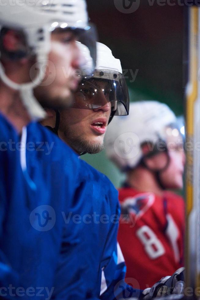 ice hockey players on bench photo