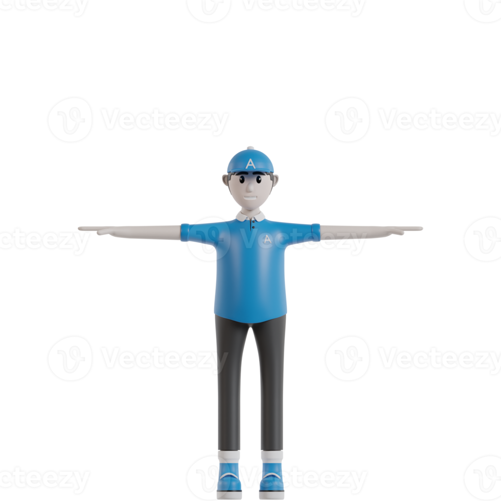 3d Isolated Courier with blue clothes and hat png