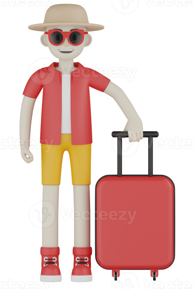 3d Isolated A Man in red going on vacation png