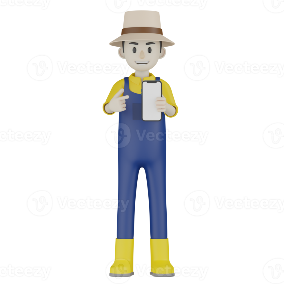 3d Isolated Field Supervisor in blue and yellow clothes png