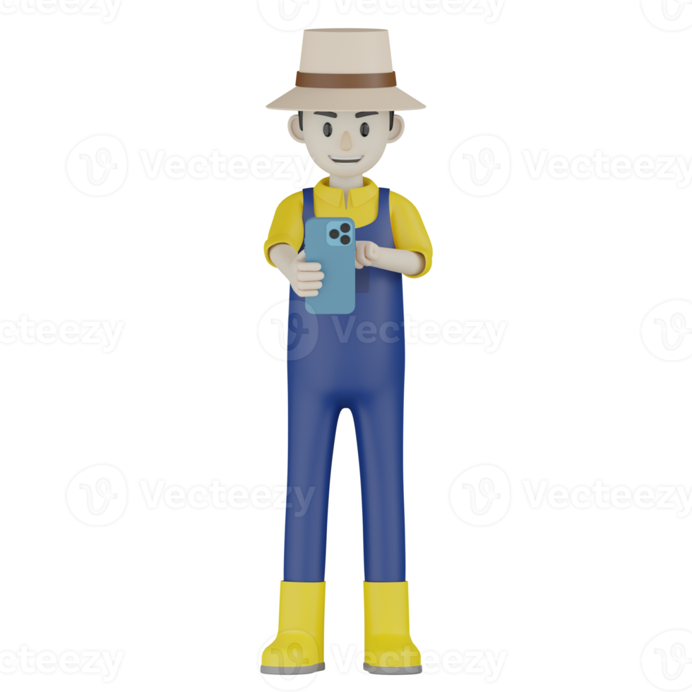 3d Isolated Field Supervisor in blue and yellow clothes png