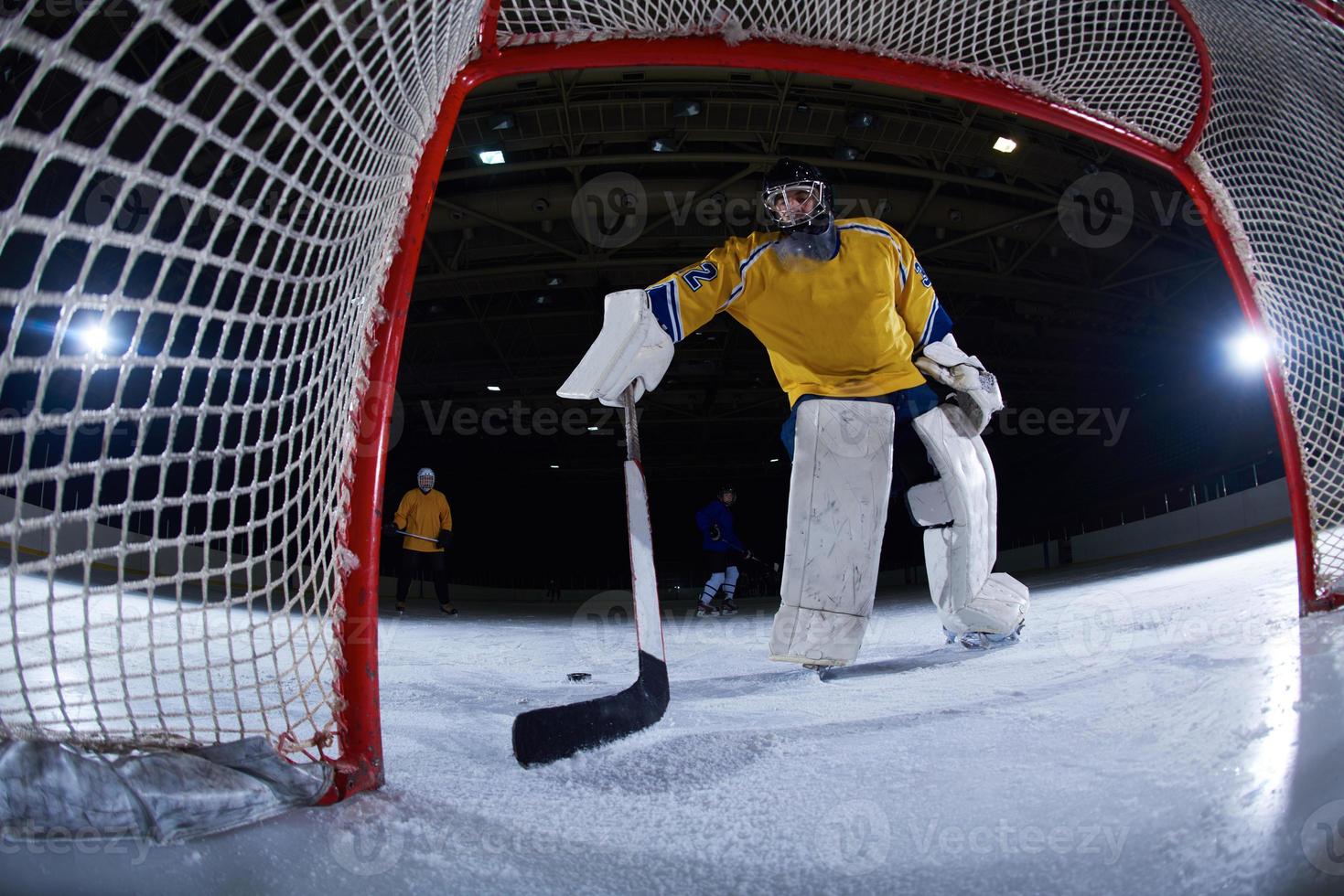 portero de hockey sobre hielo foto