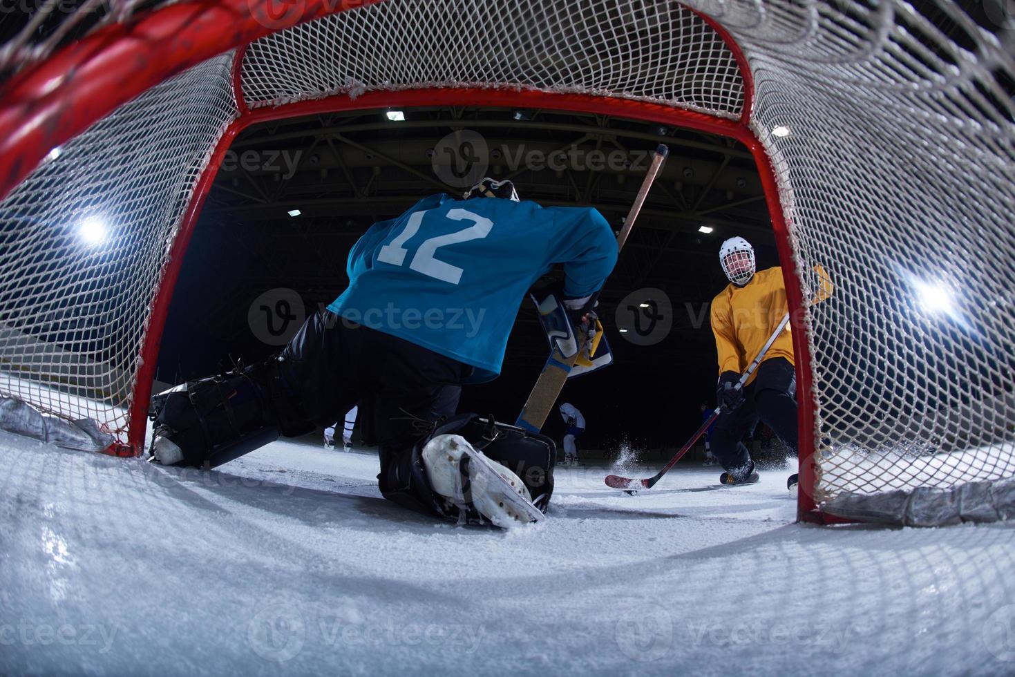 portero de hockey sobre hielo foto