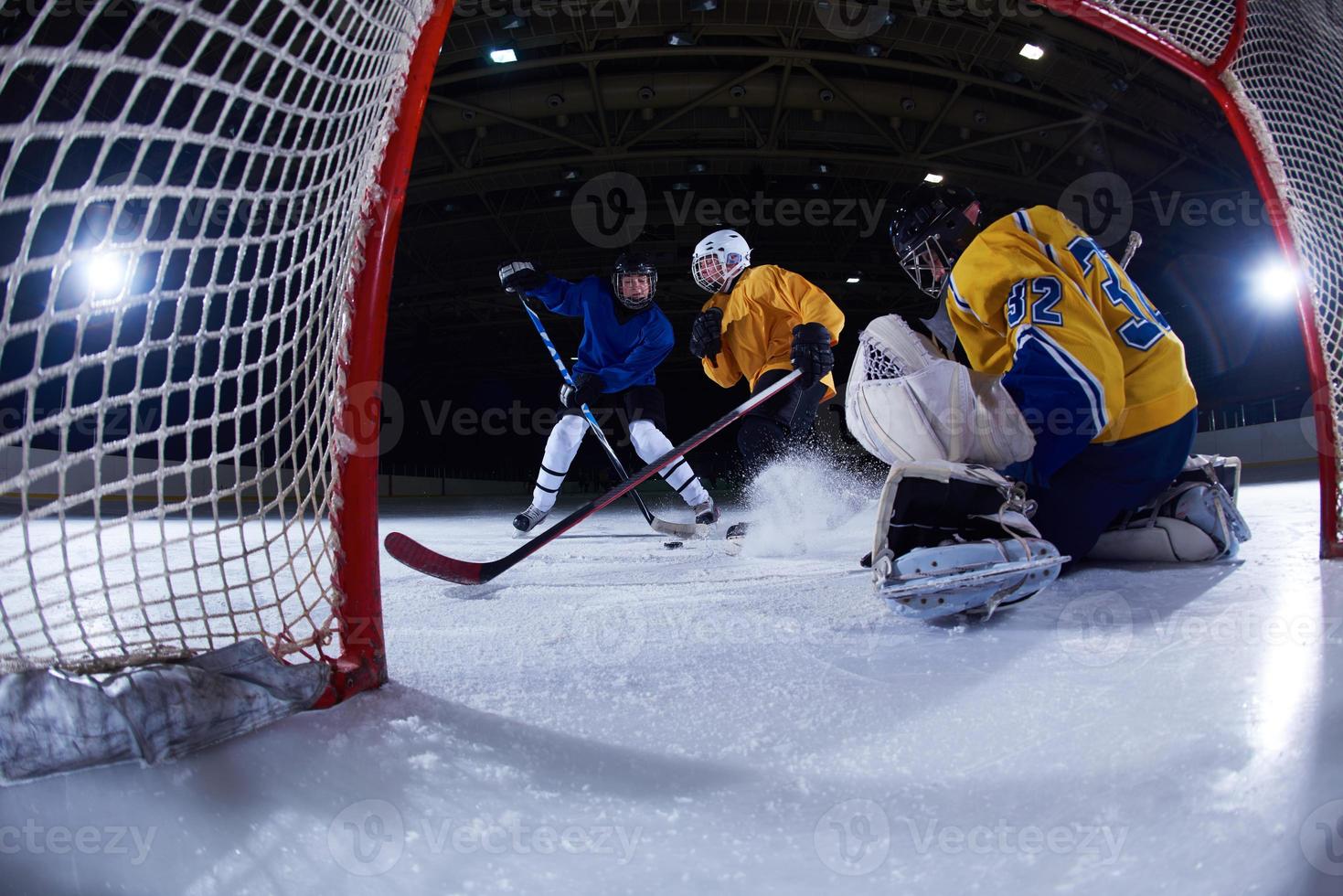 portero de hockey sobre hielo foto