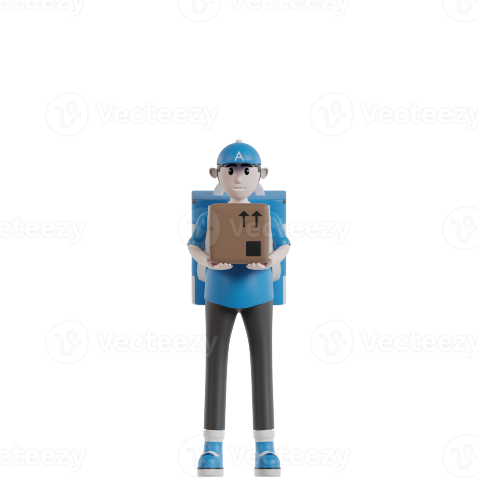 3d Isolated Courier with blue clothes and hats png