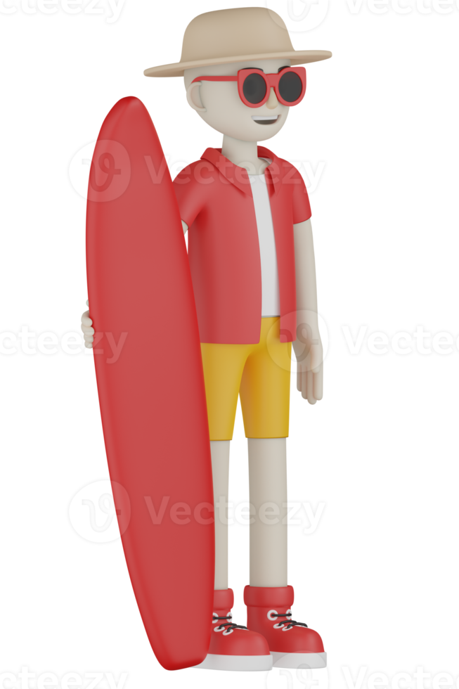 3d Isolated A Man in red going on vacation png